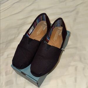 Toms Black Canvas Slip-On Loafers